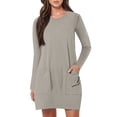 thumbnail image 1 of Robe Grande Taille pour Femmes 2025 Automne Été Tendance Décontractée Ample à Manches Longues à Col Rond Longueur Genou avec Poches, 1 of 6