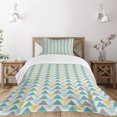 thumbnail image 3 of Ambesonne Geometric Quilted Bedspread Set 2 Pcs, Chevron Retro Style, Twin Size, Seafoam Yellow Grey, 3 of 6