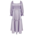 thumbnail image 1 of Gupgi Robe Longue Bohème Femme Col Carré Uni Robe à Volants Manches Longues Ample Robes de Vacances, 1 of 2