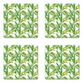 thumbnail image 1 of Jungle Coaster Set of 4, Bamboo Palm Plants Jungle Colored Exotic Leaf Foliage Tropical Forest Theme, Square Hardboard Gloss Coasters, Standard Size, Lime and Fern Green, by Ambesonne, 1 of 2