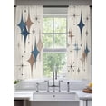 thumbnail image 2 of Brown Green Diamond Sheer Curtains 72 Inch Length 2 Panels Set Window Treatments, Modern Geometric Middle Century Beige Rod Pocket Semi Curtains for Living Room/Bedroom/Kitchen Décor, 104"W x 72"L, 2 of 7