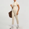 thumbnail image 5 of Women's 2 Piece Gym Set Short Sleeve Zip Up Activewear Top and Leggings, 5 of 9