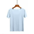 thumbnail image 4 of Duoif Workout Womens Tops Ladies' Summer Ice Round Neck Short Sleeved T Shirt for Sports and Fitness High Elasticity Slim Fit Quick Drying Shirts for Women Light Blue XXXL, 4 of 7