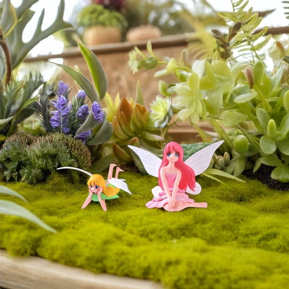 CIMAXIC Adorable Flower Fairy Figurines Multi-Color for Small Landscape Decor