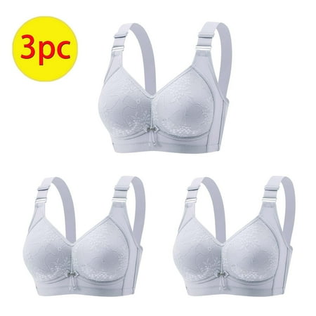 Busydd 3 Pieces Womens Bras Adjustable Straps V Neck Everyday Bra Comfy Seamless Bras for Women No Underwire Solid Color Fashion Textured Bralette Casual Wirefree Sports Bras for Women