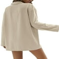 thumbnail image 3 of Ensemble de Détente pour Femmes Chemises à Manches Longues et Shorts Ensemble 2 Pcs Tenue Décontractée, 3 of 4