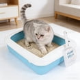 thumbnail image 6 of Blue Open Cat Litter Box With High Sides Anti Scatter Thickened Plastic Includes Scoop Easy Clean 13X10X2 Inch Multiple Colors, 6 of 7