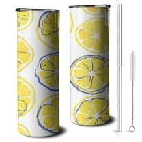 Lemon Slices Slim Tumbler with Lid Straw Double Wall Travel Cups Modern Tumbler 20 oz for Home Office Supplies Birthday Christmas