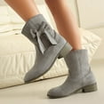 thumbnail image 5 of QQAMB Women Bow Detail Short Boots with Chunky Low Heel Ankle Booties for Casual Winter Wear and Outdoor Use, 5 of 7