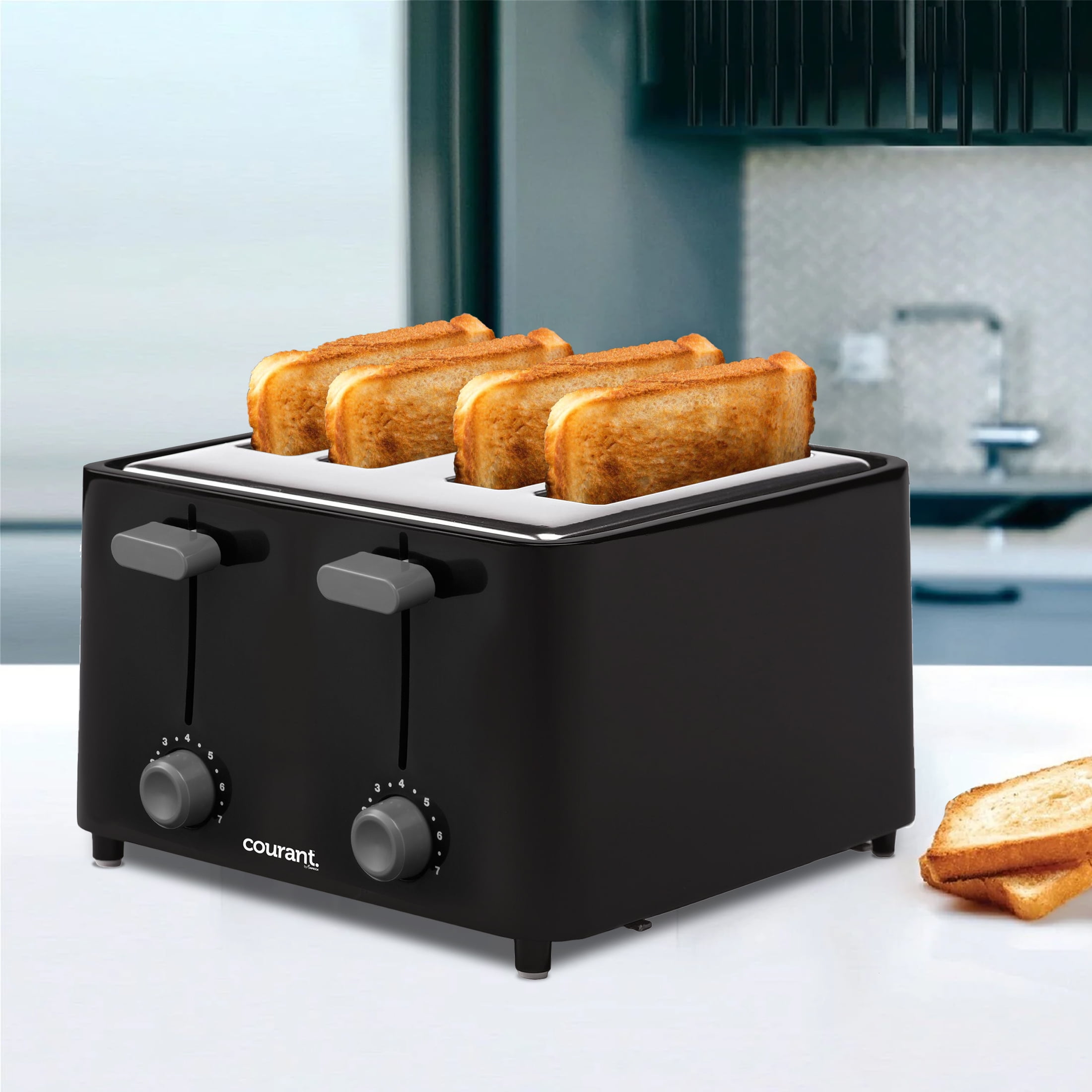 Courant 4 Slice Toaster, Cool Touch Plastic, 1-1/4 Inch Wide Slots