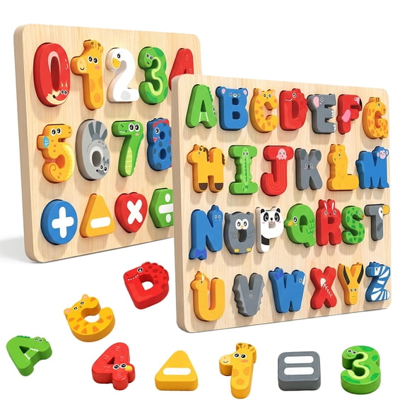 Rirool Wooden Alphabet Puzzle Board Game for Kids, Montessori Color Matching Learning Toy, Early Education Fine Motor Skills Activity, Preschool Classroom Gift for Boys Girls Ages 3
