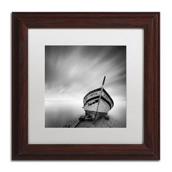 Trademark Fine Art "Boat I" Canvas Art by Moises Levy White Matte, Wood Frame