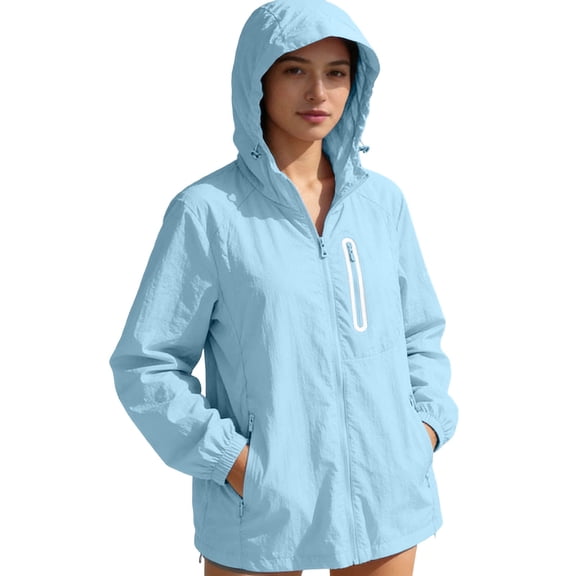 Women's UPF 50 Sun Protection UV Jacket Full Zip Lightweight Jacket Athletic Workout Hoodie
