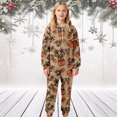 thumbnail image 2 of HNMKIU Kids Christmas Bodysuit Cozy Print Girls Jumpsuit Hooded Romper Playwear Winter Holiday Outfit Soft Thermal Loungewear For Toddler And Kid Christmas Outfit Coffee - 3-4 Years, 2 of 7