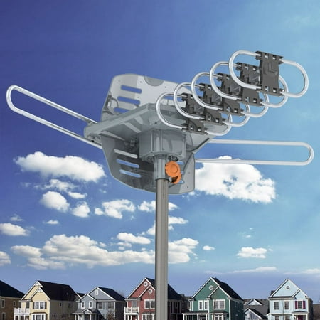 Outdoor Dual Band Antenna - Leadzm Outdoor Antenna 360-Degree Rotation UV Dual Bands 28-36dB Outdoor Install-Free Guide Antenna US Plug