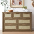 thumbnail image 2 of Tuekys 7 Drawers Dresser for living Room, Rattan Dresser TV Stand for Bedroom Closet, Wood Chests of Drawers with Metal Handle and Wide Drawers, 2 of 6
