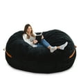 thumbnail image 3 of Big Joe Fuf 8Ft Giant Foam Bean Bag Chair, Oversized Couch with Removable Cover for Kids, Teens, Adults, Black Licorice Corded Plush, 8 Foot, 3 of 9