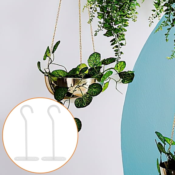 ADDHAT 2-Pack Metal Plant Hanging Hooks for Ceiling and Wall Mount with Screws, White Finish, Indoor and Outdoor Use