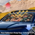 thumbnail image 5 of Binienty Highland Cow Car Windshield Sun Shade Hippie Floral Car Sun Shade UV Block Front Window Heat Insulation Protection Universal Automobile Interior Accessories for Women, 5 of 8