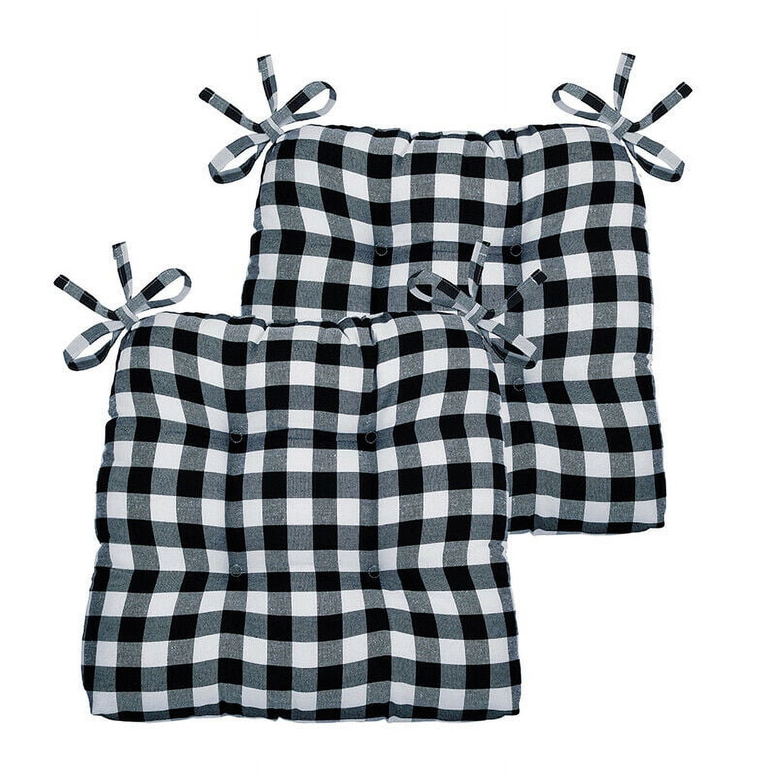 2 Pack Country Farmhouse Plush Checkered Chair Cushion Pads Kitchen Comfort with Tear Proof Ties Sage Green Beige Walmart