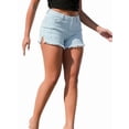 thumbnail image 2 of Women'S Stretchy Cotton Denim Shorts, Mid Rise with Ripped Details and Frayed Hem S, 2 of 7