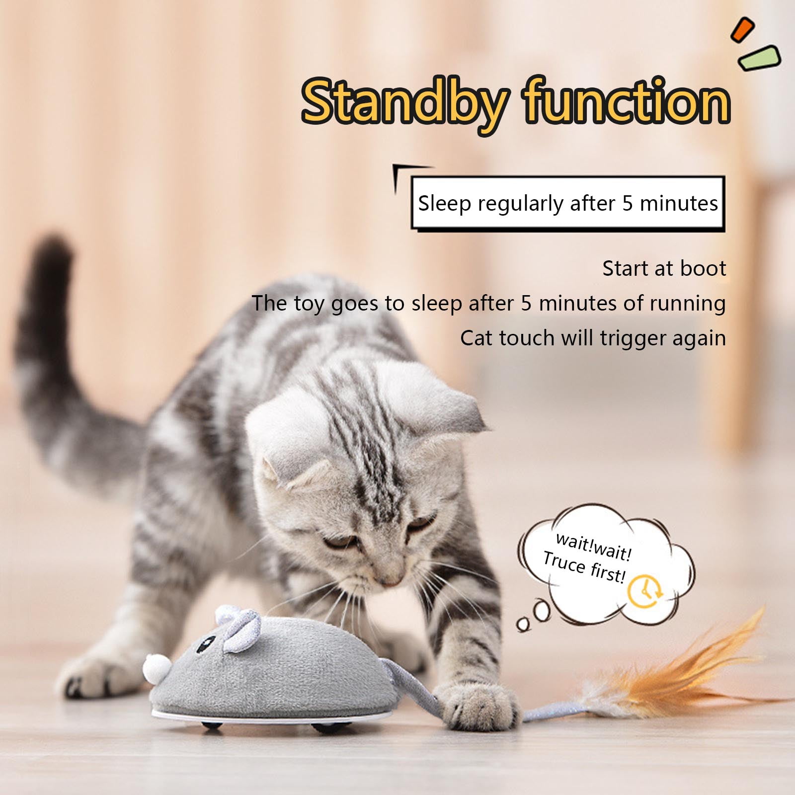 Cats Interactive Mice Toy USB Soft Flocking Mouse Kitten Catch Training for Indoor Cats Flexible for Play To