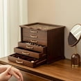 thumbnail image 7 of Kinsuite Black Walnet Jewelry Box with Glass Top & 6 Drawers - Handcrafted Vintage Organizer, Gold Hardware, for Necklaces, Rings, Watches - Elegant Display & Storage Chest for Women, 7 of 7