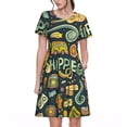thumbnail image 1 of Balery Colorful Hippie Vestidos sueltos de manga corta para mujer, vestidos de verano 2025, vestidos casuales de corte A con vuelo., 1 of 6