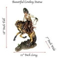 thumbnail image 2 of Urbalabs Bucking Bronco Rodeo Cowboy Roper 18" Inch Horseback Office Desk Western Decor Statue Sculpture Cowboy Wild West Decor Country Hand Painted Ranch Rodeo Home (Rodeo Cowboy 18 in), 2 of 7