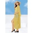 thumbnail image 5 of LA LEELA Women's Chiffon Summer Beach Open Front Holiday Kimono Beachwear Duster Cardigans 3X-4X Beige, Solid, 5 of 5