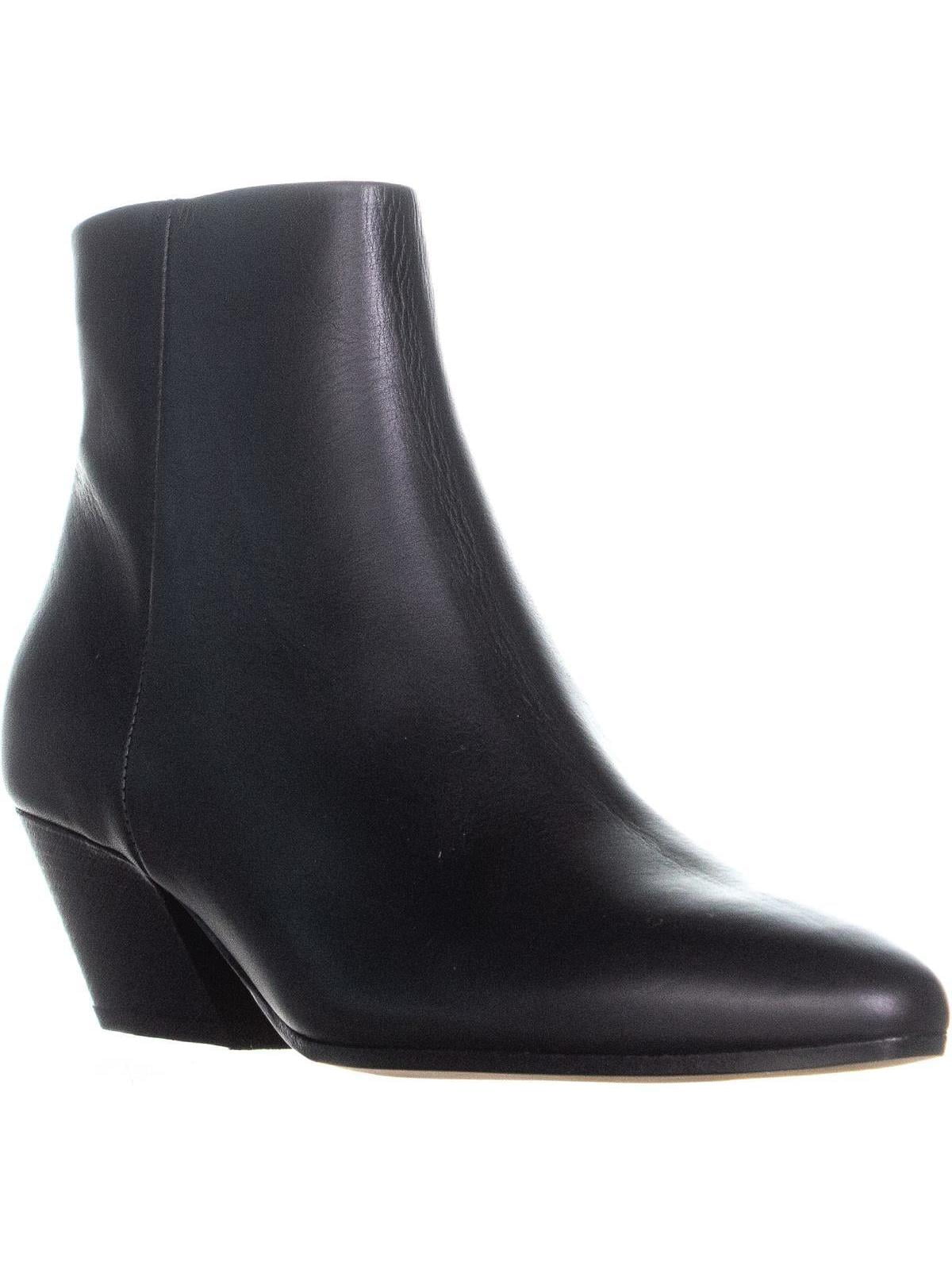 Womens Vince Vaughn Block Heel Pointed Toe High Ankle Boots Black