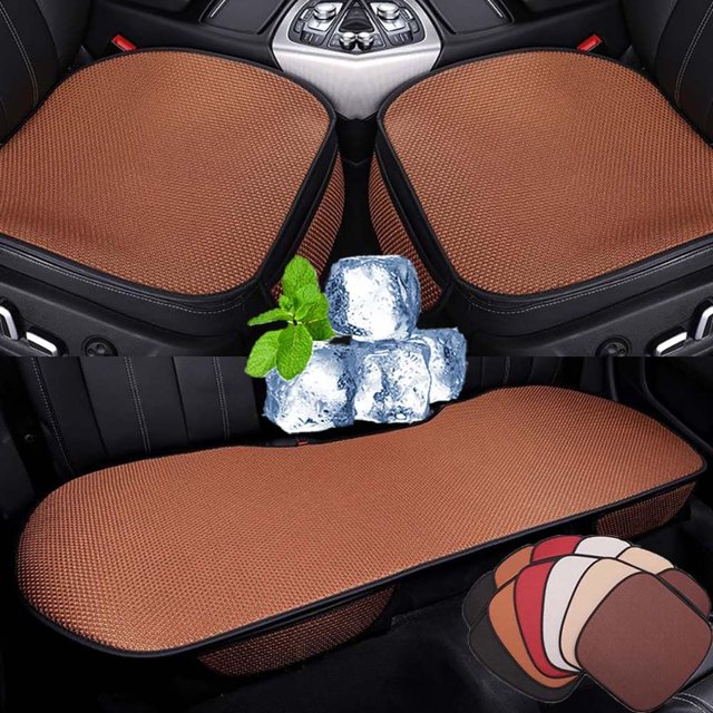 Breathable & Anti-Slip Viscose Filament Car Seat Covers,Non-Slip Car Seat Pad for Summer Breathable and Refreshing with Pocket,for All Models (Orange,Five-seat Package)
