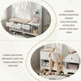 thumbnail image 3 of Hall Tree with Bench & Shoe Storage, 3-in-1 Entryway Organizer with 2 Drawers, Open Shelves & DIY Pegboard, Removable Linen Cushion & Coat Rack for Hallway, Living Room,White, 3 of 9