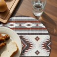 thumbnail image 4 of Round Placemats Set of 4 Red Gray Boho Aztec Place Mats Washable Woven Placemat Southwest Tribal Geometric Circle Braided Table Mat for Kitchen Dining Table Party Home Decor 15 Inch, 4 of 8