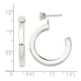 thumbnail image 2 of Finest Gold 14K White Gold Polished J Hoop with CZ Stud Earrings Jackets, 2 of 3