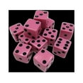 thumbnail image 2 of 1 Dozen Pink Dice - 16 mm Pink Dice with BLACK Pips (dots) stored in an Organza Bag, 2 of 3