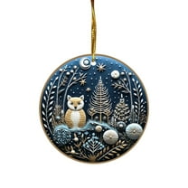 Christmas Hanging Christmas Gifts for Family Colleagues Christmas Tree Round Decoration, Navy #1