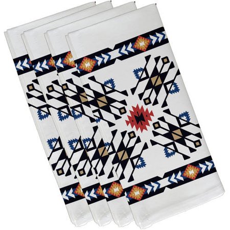 Simply Daisy 19  x 19  Jodhpur Border 4 Geometric Print Napkins  Set of 4
