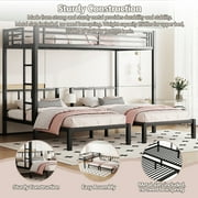 Bellemave Triple Bunk Bed Twin XL over Twin and Twin Metal Bunk Bed Convertible 3 Bunk Bed for Teens, Black
