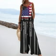 thumbnail image 6 of JURANMO One Piece Jumpsuits for Women Fashion USA American Flag Print Bib Overalls Summer Linen Wide Leg Onesie Pants with Pockets Black L 50% Percent off Sales Today, 6 of 9