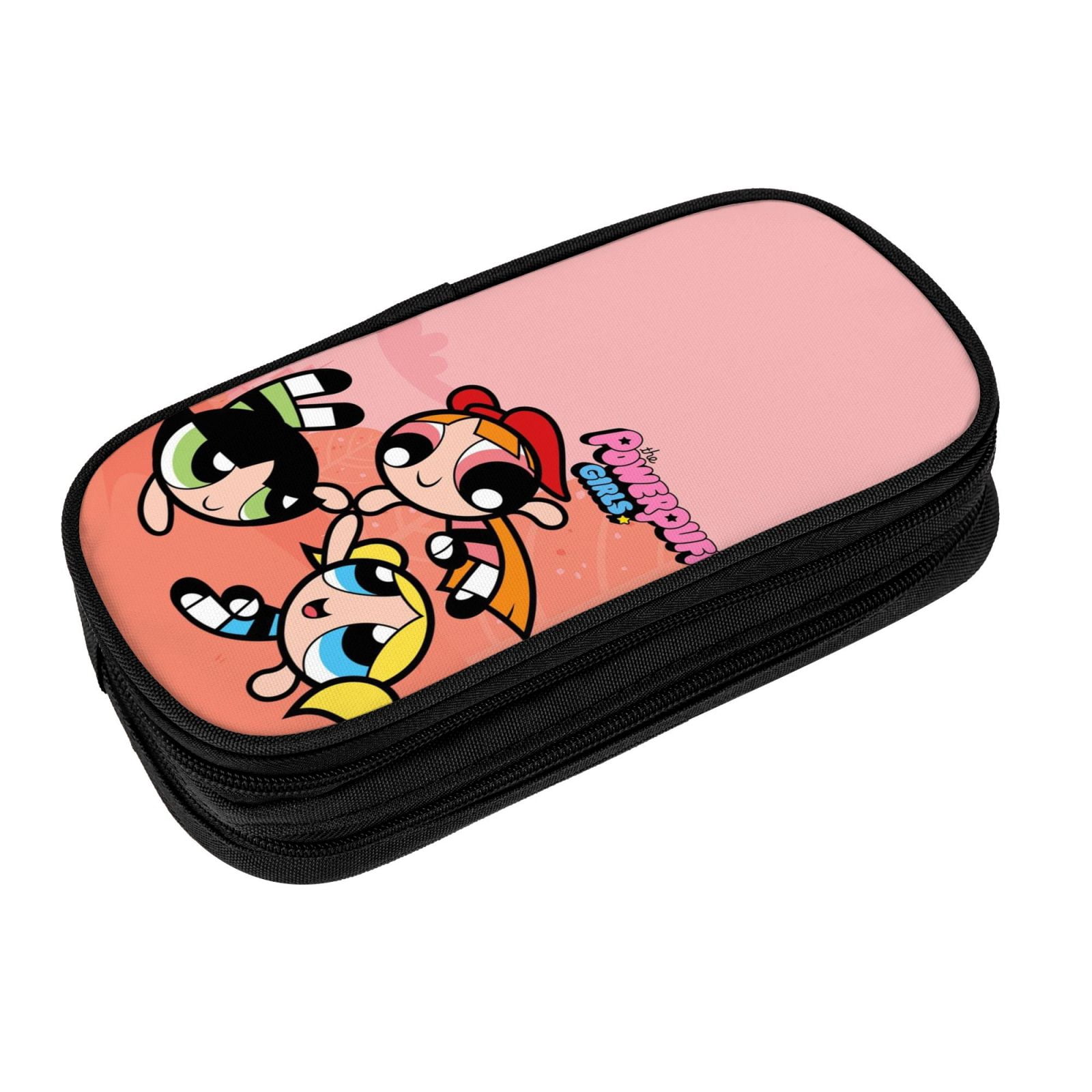 The Powerpuff Gi-rls Pencil Case Large Capacity Pencil Pouch Pen Bag Office Stationery Organizer Travel Makeup Bag Black