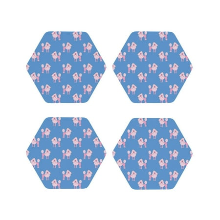 

Matuu Cute Poodle Dog for Cup Coasters Set of 4 Leather Coasters Desk Coasters for Office Measures 4” x 4”-Hexagon