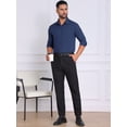 thumbnail image 5 of DARING DIVA Men's Solid Color Button Down Long Sleeves Stretch Shirts XL Navy Blue, 5 of 7