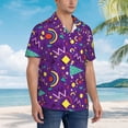 thumbnail image 3 of Pofeuu Retro 80s Style Print Hawaiian Shirt for Men Sleeves Casual Button Down Summer Beach Dress Shirts T-Shirts,Large, 3 of 7