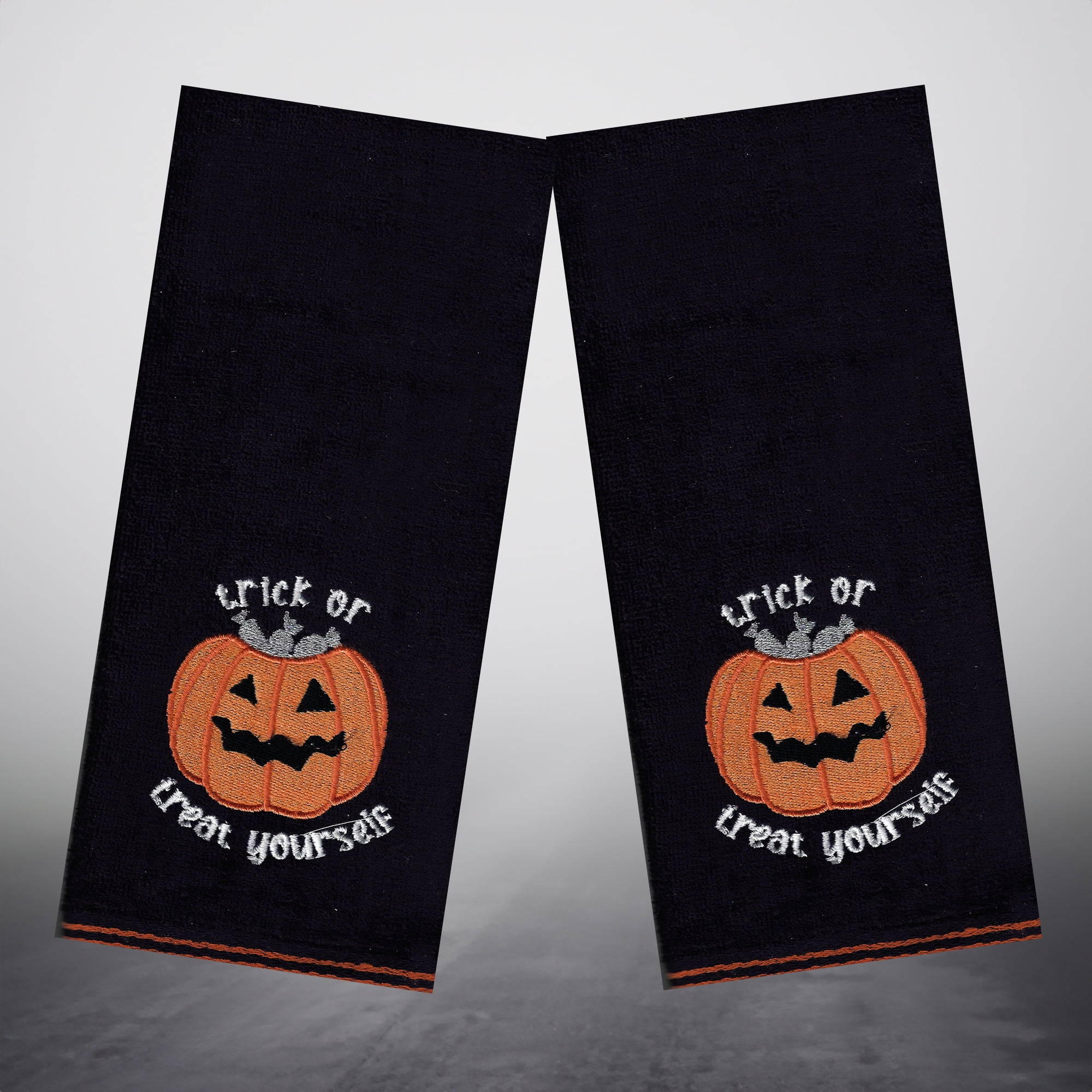 Halloween Towels Black Bath Hand Towel 2 Pack Pumpkin Lets Party