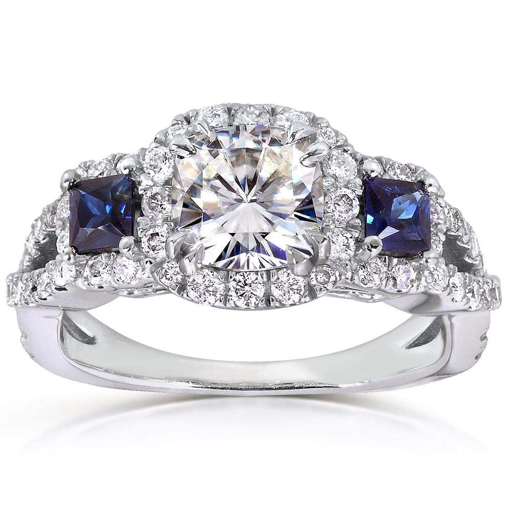 Kobelli - Forever One (D-F) Moissanite Sapphire Engagement Ring 2 CTW ...