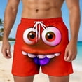 thumbnail image 2 of Telankuip Casual Lightweight Comfy Shorts Men's Funny Expression Printing Straight Leg Beach Five Point Pants Loose Breathable for Summer Swimming and Surfing 5-Red L, 2 of 4