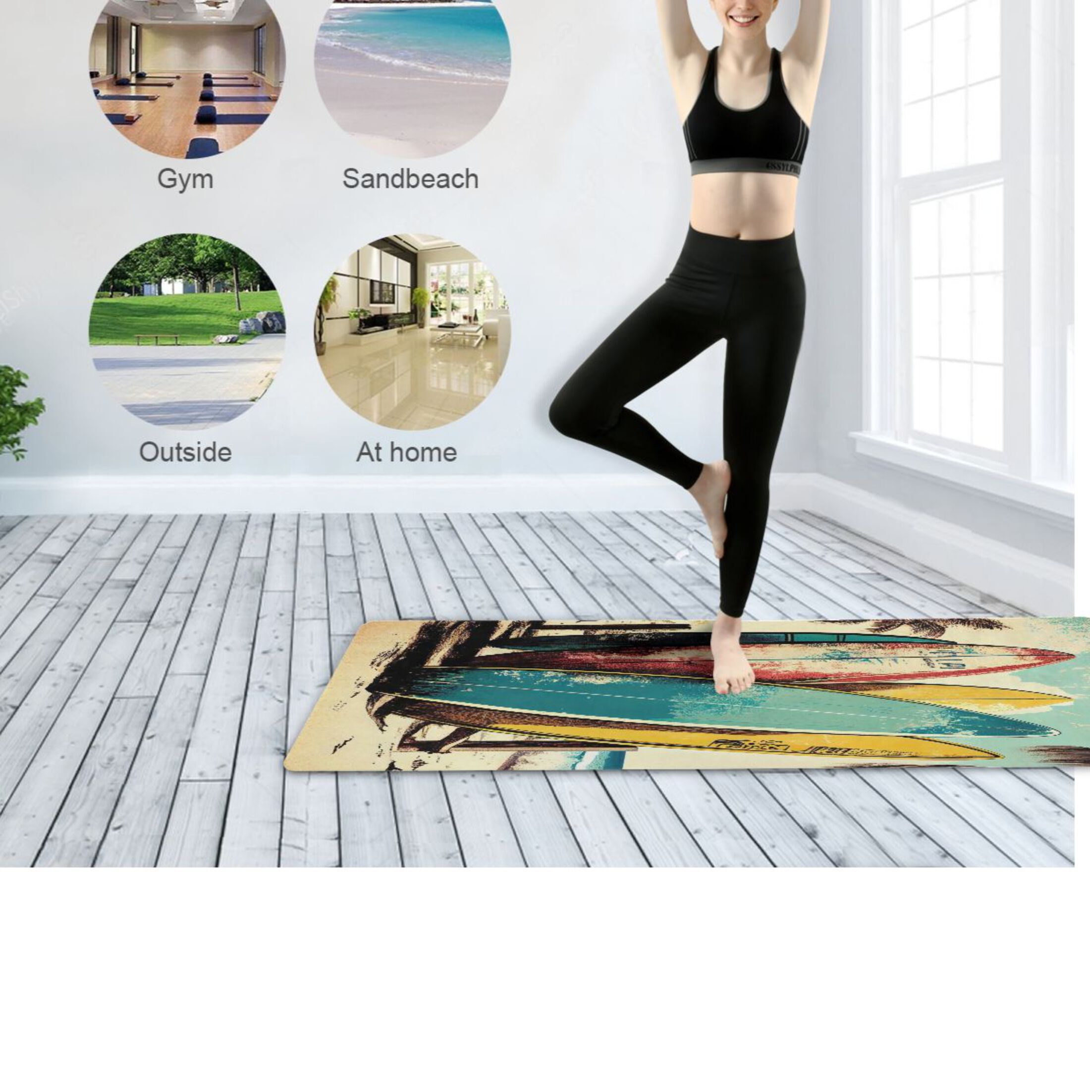 BZSMCE Yoga Mat Women Fitness Mat Surf and Serenity Pattern