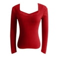 thumbnail image 5 of Summer Tops for Women Sleeve T Women's Loose Fit Tees Women T Shirts Loose Tops Long Sleeve for Striped Tee Shirts Short Comfy Fit Athletic Summer Top Womens Red M, 5 of 6