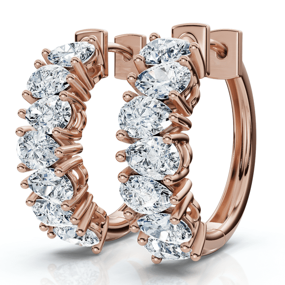Pompeii G/VS 3Ct Pear Shape Diamond Hoops 14k Rose Gold Lab Grown Women's Earrings